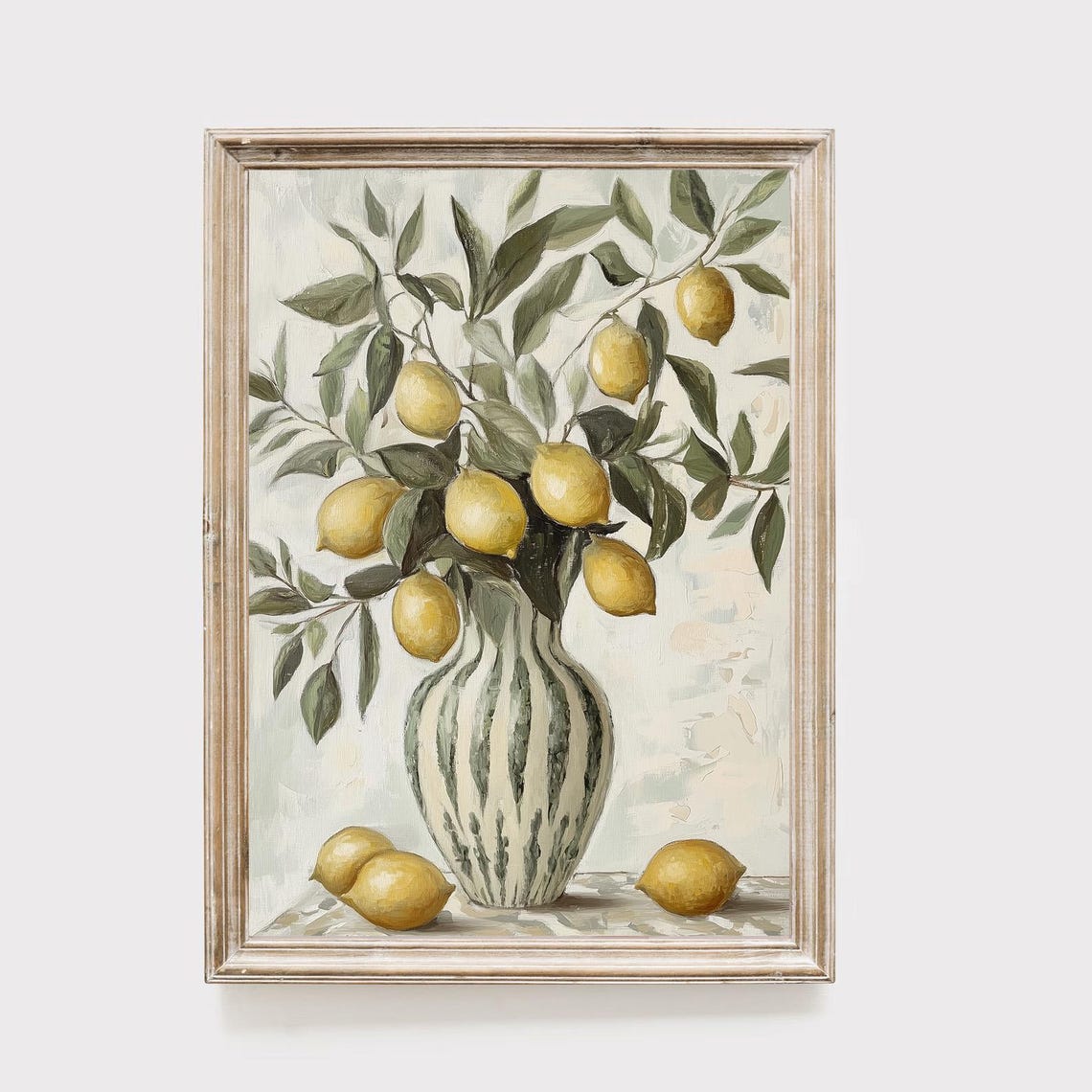 Lemon Branch Still Life Yellow Citrus Botanical Painting Poster