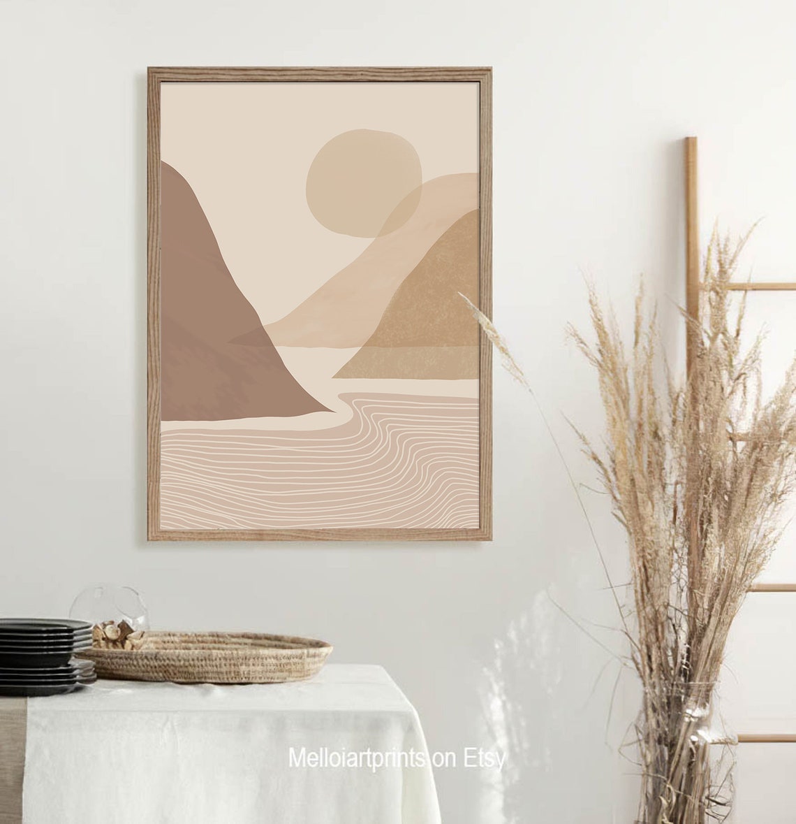 Beige Sun Coastal Abstract Landscape Wavy Water Minimalist Poster - Image 2