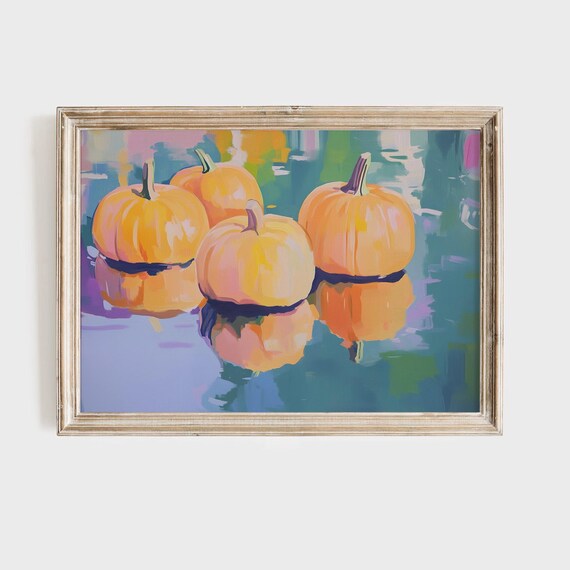 Pumpkin Still Life Painting Fall Pumpkins Impressionist Wall Poster