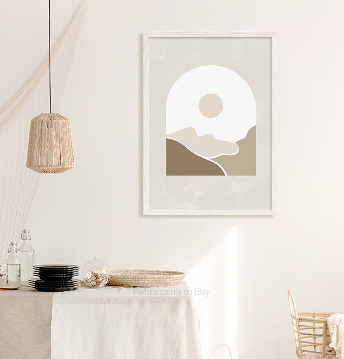 Beige Sun Arch Hills Abstract Minimalist Neutral Modern Print - Image 3