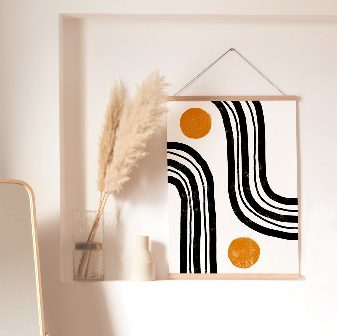 Modern Black Orange Bold Geometric Stripes Mid Century Art Poster - Image 3