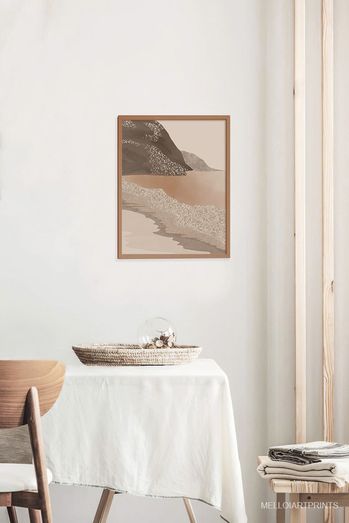 Brown Mountain Beach Waves Abstract Coastal Boho Landscape Poster - Image 2