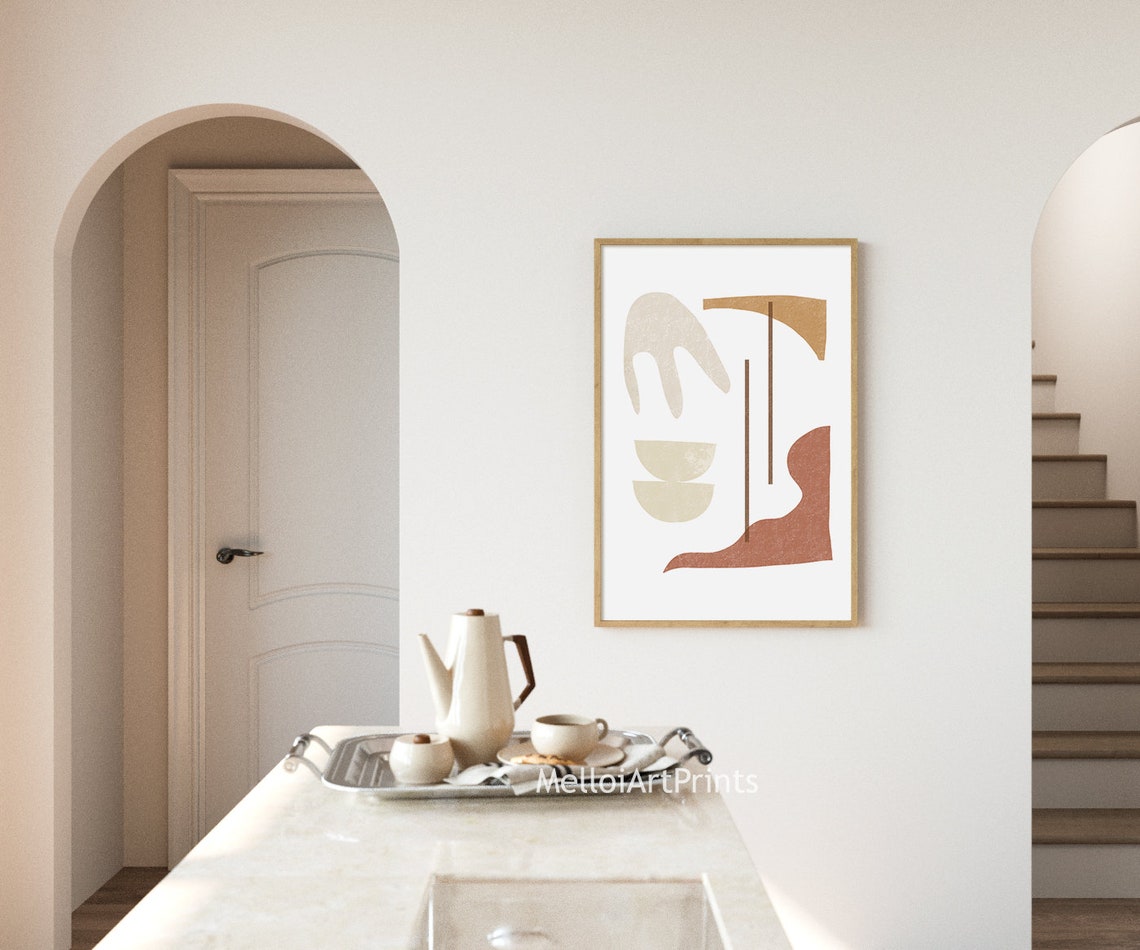 Terracotta Beige Abstract Shapes Mid Century Modern Art Poster - Image 2