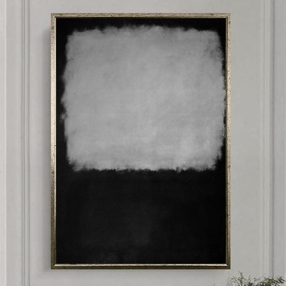 Charcoal Black And Soft Gray Modern Color Field Abstract Wall Art