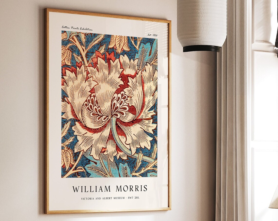 William Morris Honeysuckle Floral Cotton Prints Exhibition Poster