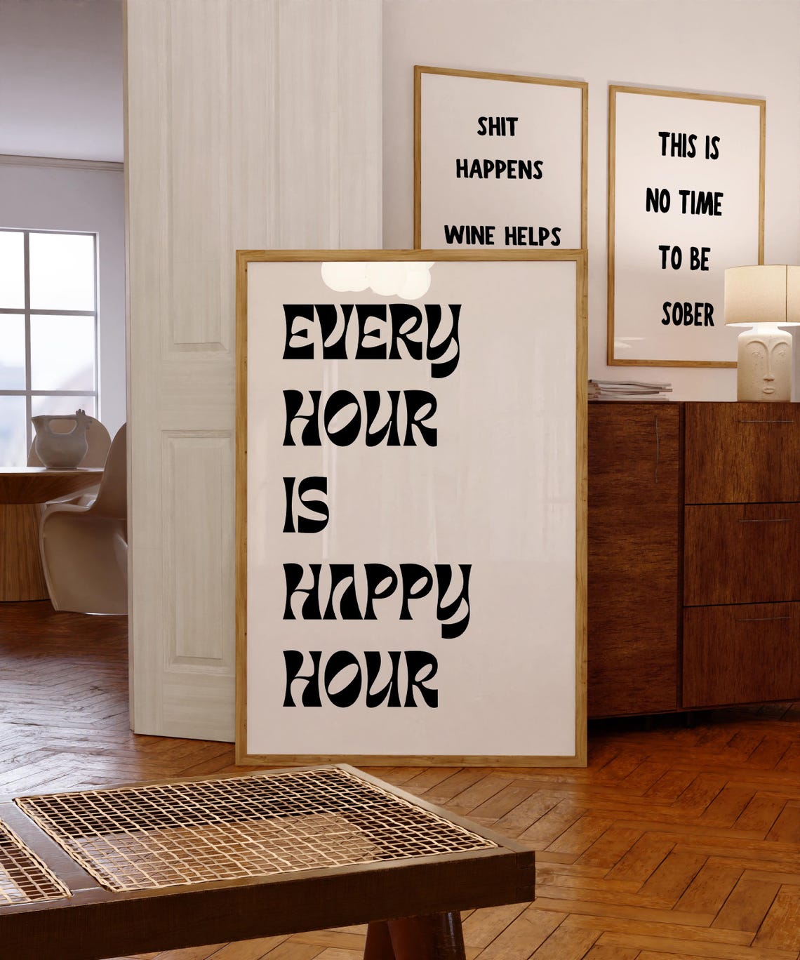 Retro Every Hour Is Happy Hour Wavy Typography Bar Quote Print - Image 5