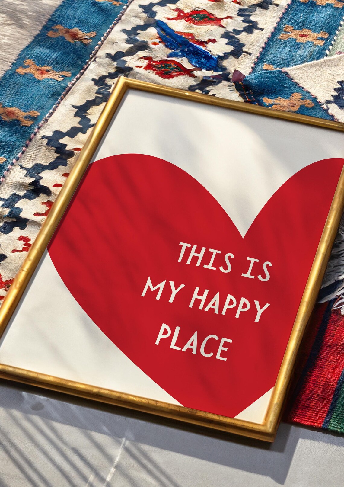 Bold Red Heart This Is My Happy Place Typography Quote Art Print - Image 3