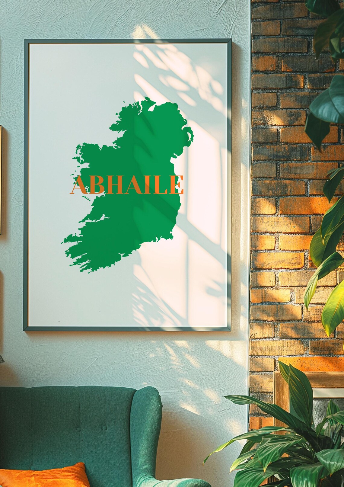 Abhaile Ireland Map Green Irish Homeland Typography Art Print - Image 2