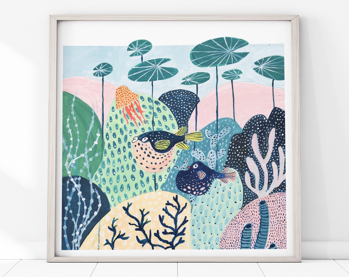 Pufferfish Nursery Wall Art, Under The Sea Decor - Image 4