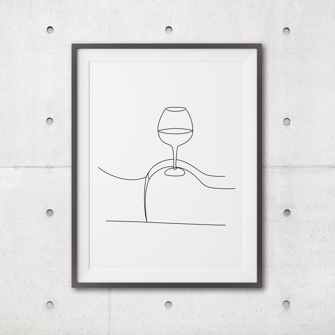 Wine Glass Resting on Female Hips Minimal Line Drawing Poster - Image 3