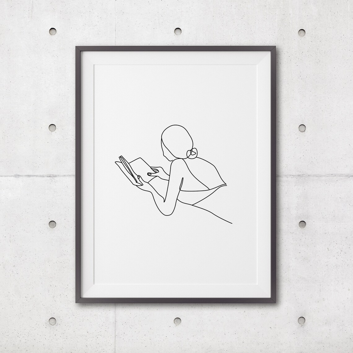 Woman Reading Book Line Art Minimalist Book Lover Gift Poster - Image 3