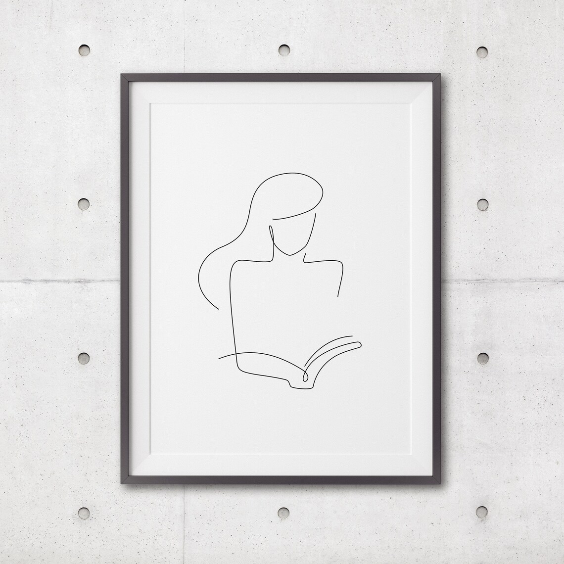 Woman Reading Book Single Line Drawing Minimalist Reader Poster - Image 3