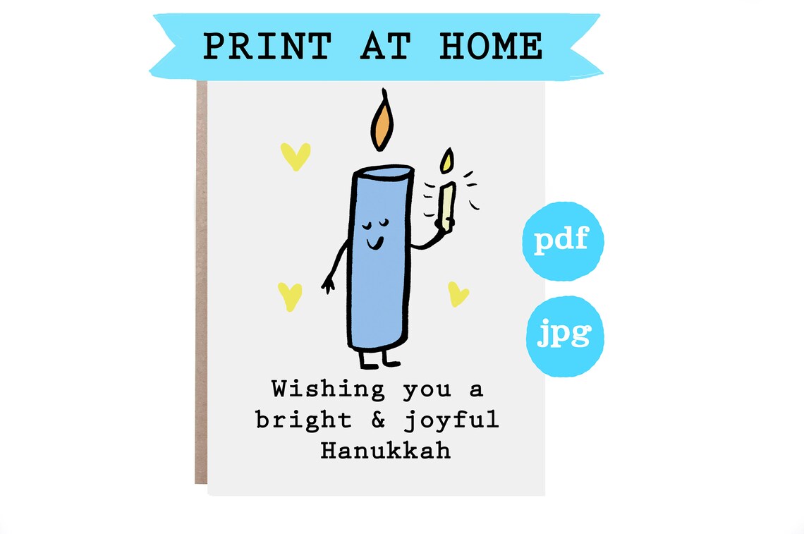 Wishing You a Bright and Joyful Hanukkah Candle Holiday Card Print
