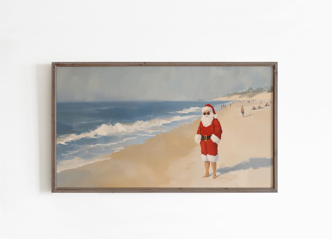 Santa Claus Beach Vacation Sunglasses Coastal Christmas Poster - Image 4