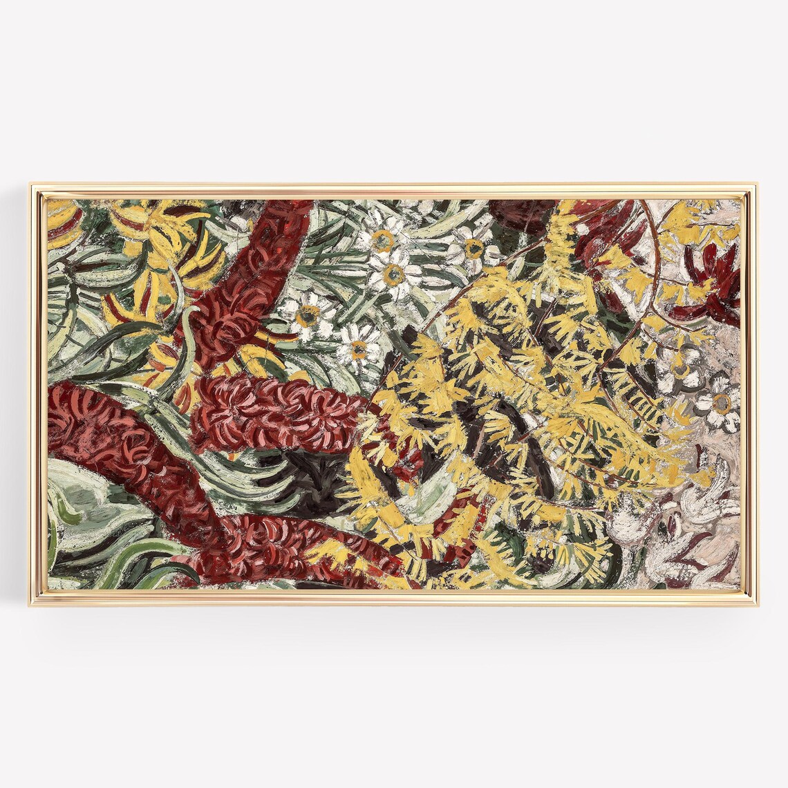 Yellow Wildflower Meadow Garden Colorful Floral Painting Wall Art - Image 4