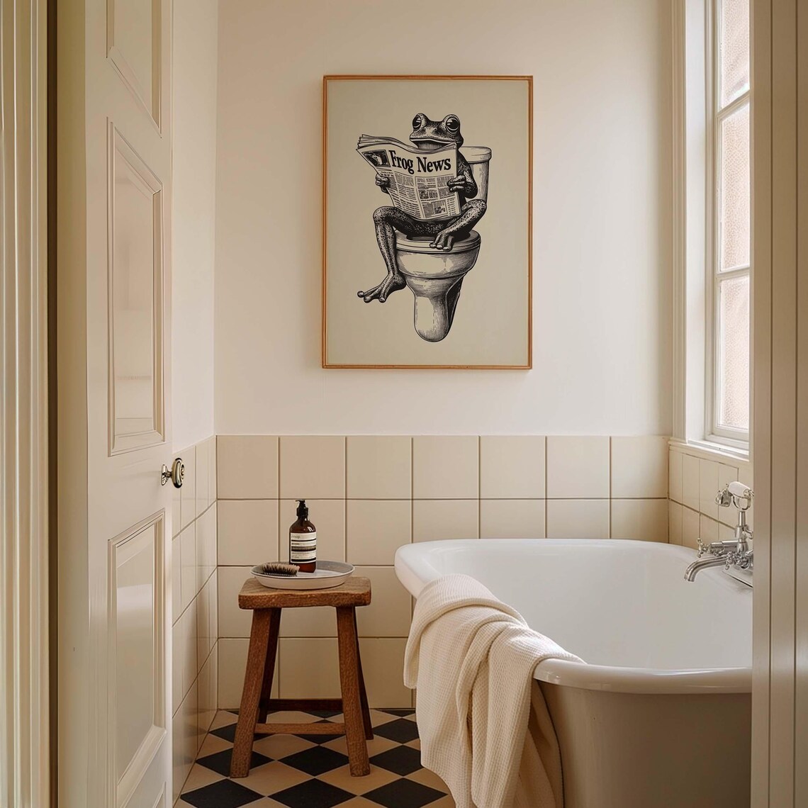 Retro Frog On Toilet Art Print, Bathroom Decor - Image 2