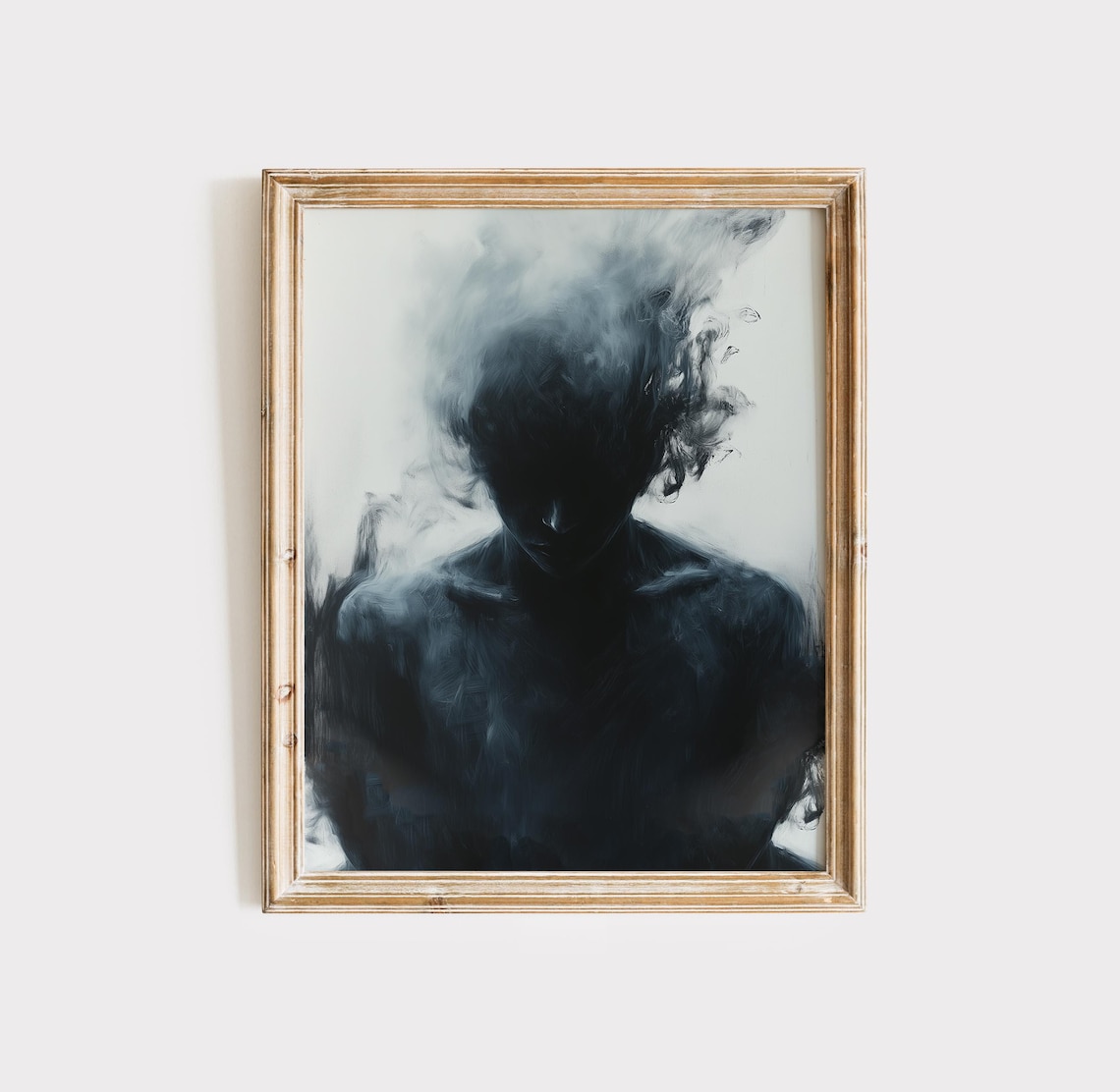 Shadow Woman Smoke Dissolving Portrait Black Abstract Art Poster