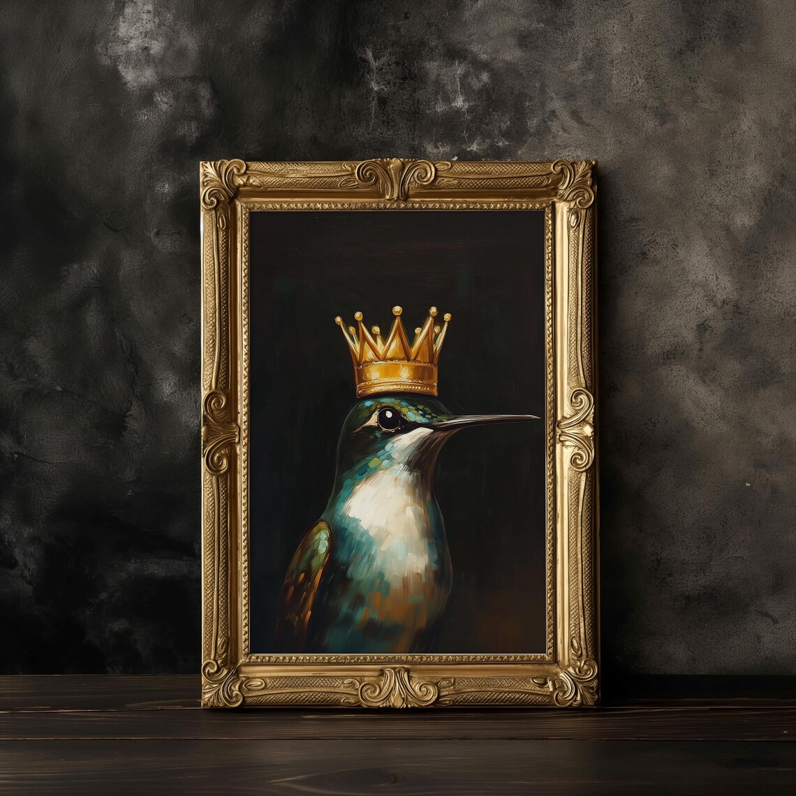 Emerald Green Hummingbird Dark Academia Art Print - Image 3