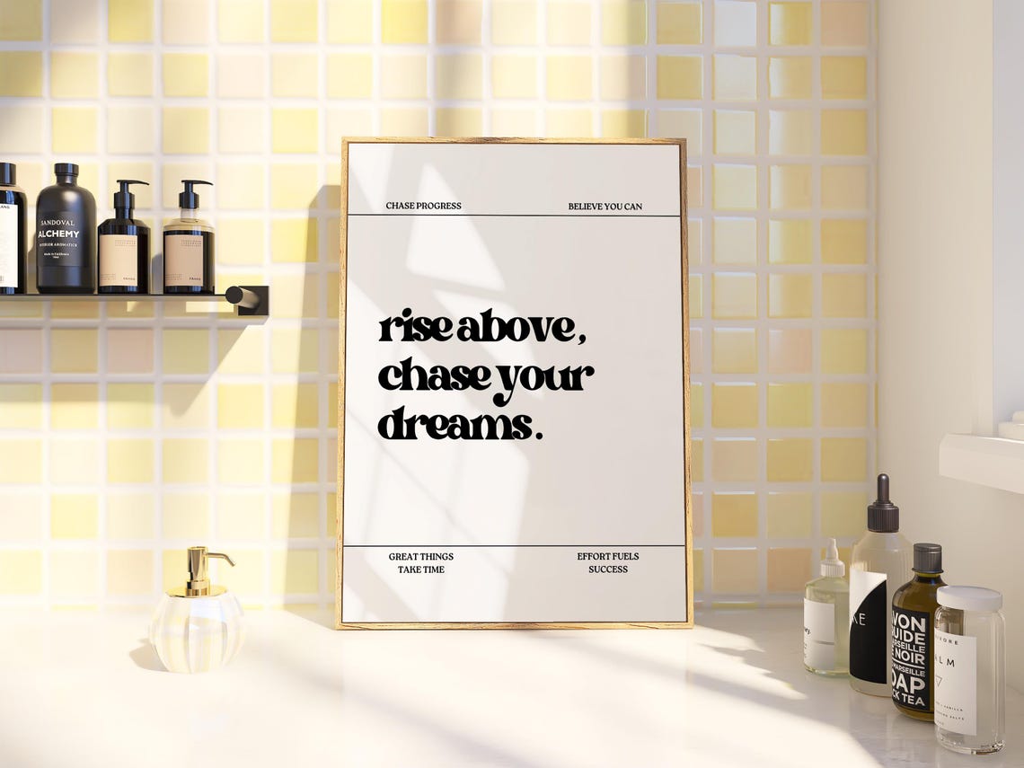 Rise Above Chase Your Dreams Bold Retro Typography Quote Poster - Image 2