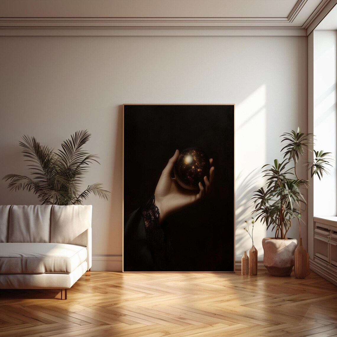 Dark Gothic Hand Holding Crystal Ball Witchy Occult Dark Academia Poster - Image 2