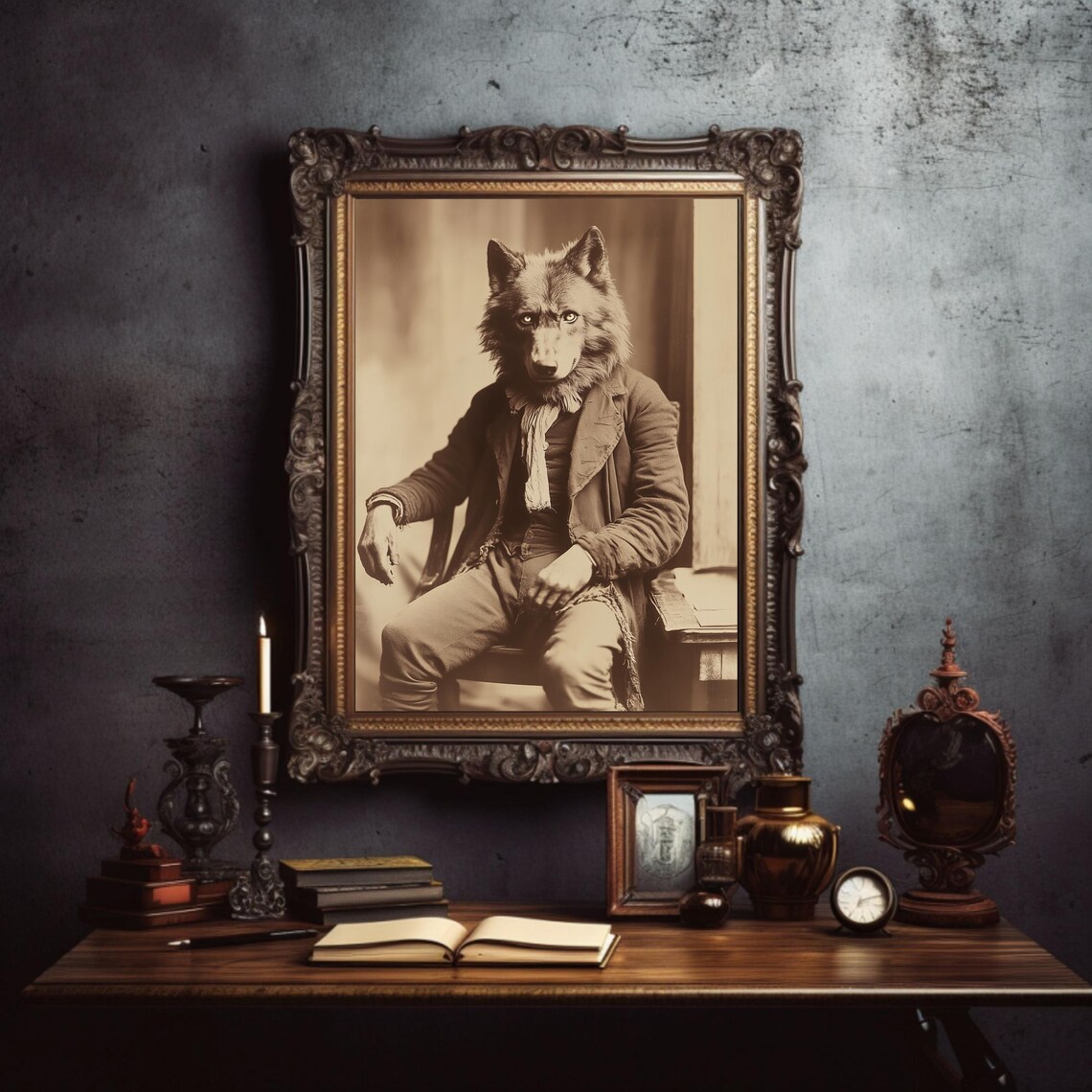 Werewolf In A Studio Vintage Photography Art Print - Image 2