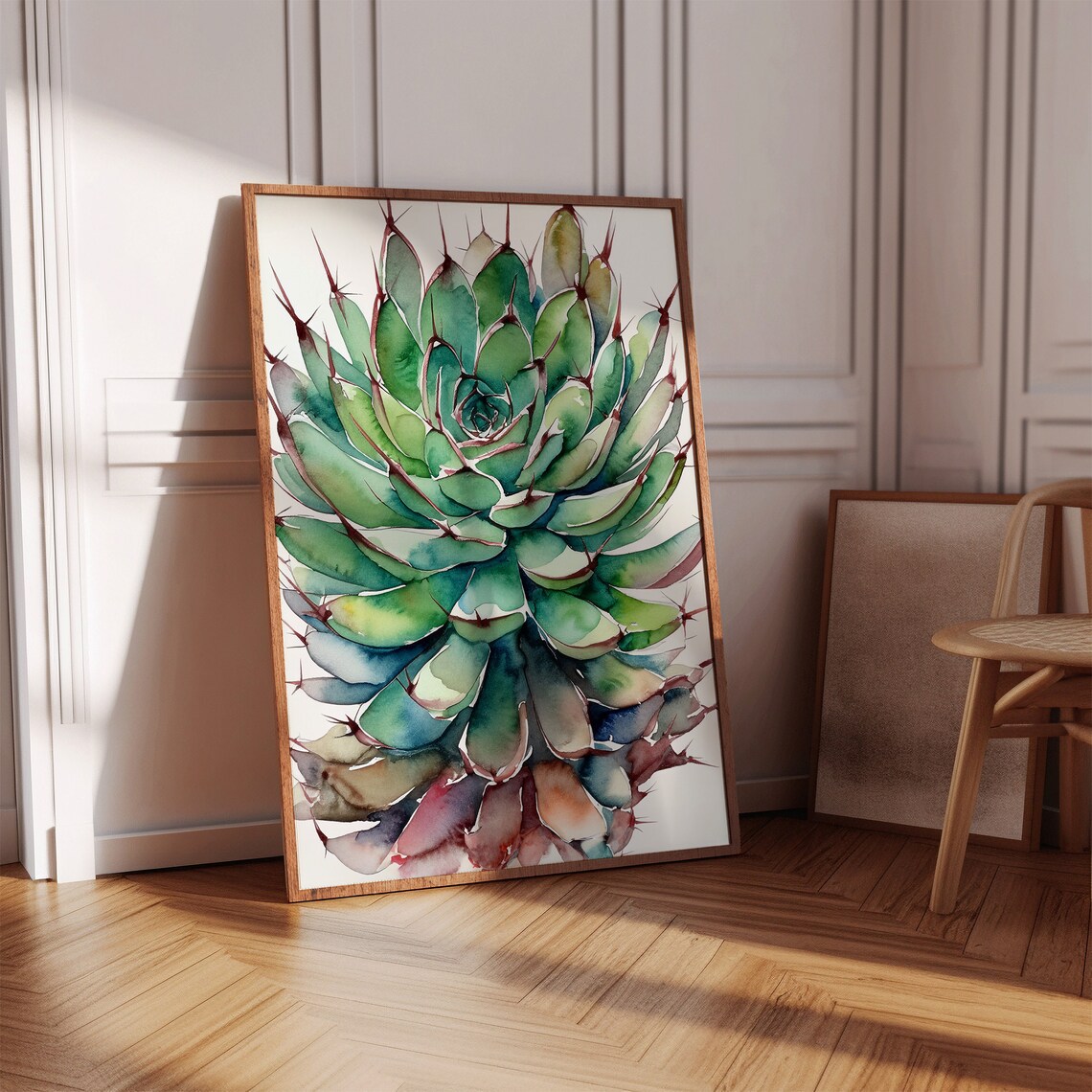 Agave Succulent Watercolor Green Botanical Vivid Plant Study Poster - Image 3