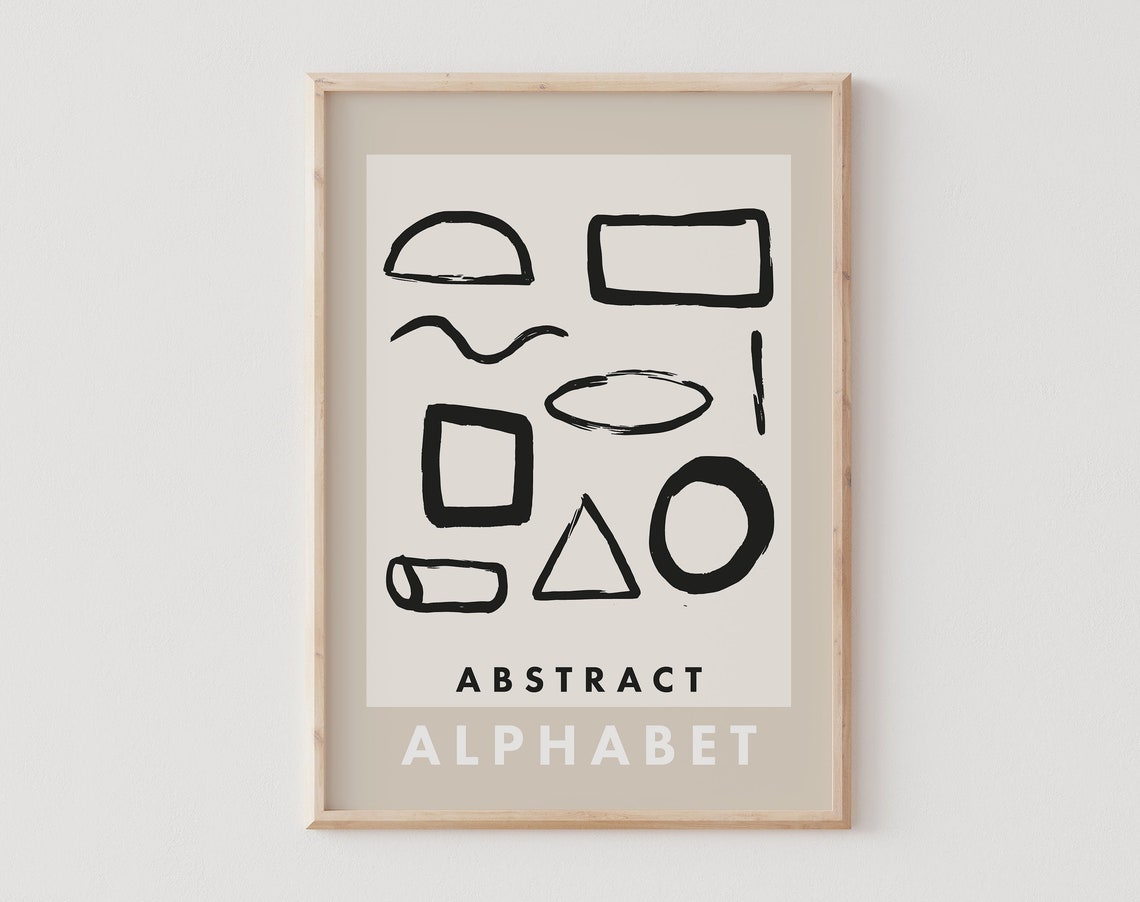 Abstract Alphabet Bold Black Geometric Shapes Modern Wall Print
