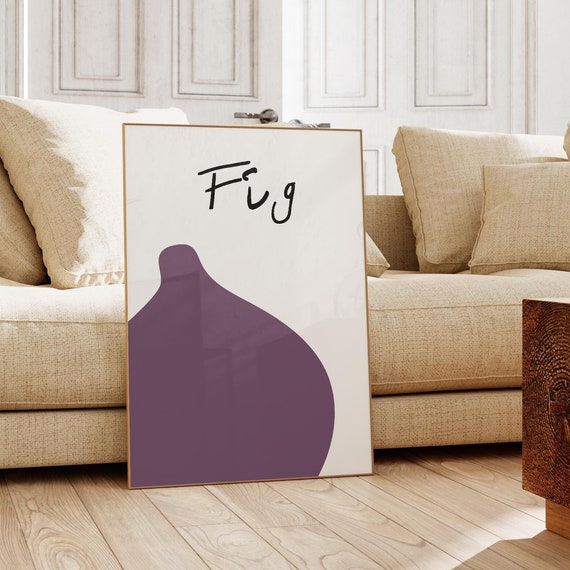 Fig Print Fruit Poster Purple Fig Kitchen Deco Fruit Art Minimalist Print Modern Design Print Home Decor Retro Wall Decor