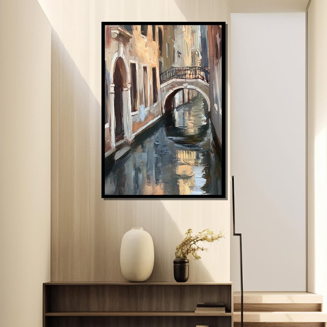 Venetian Canal Oil Painting, Impressionist Wall Art - Image 2