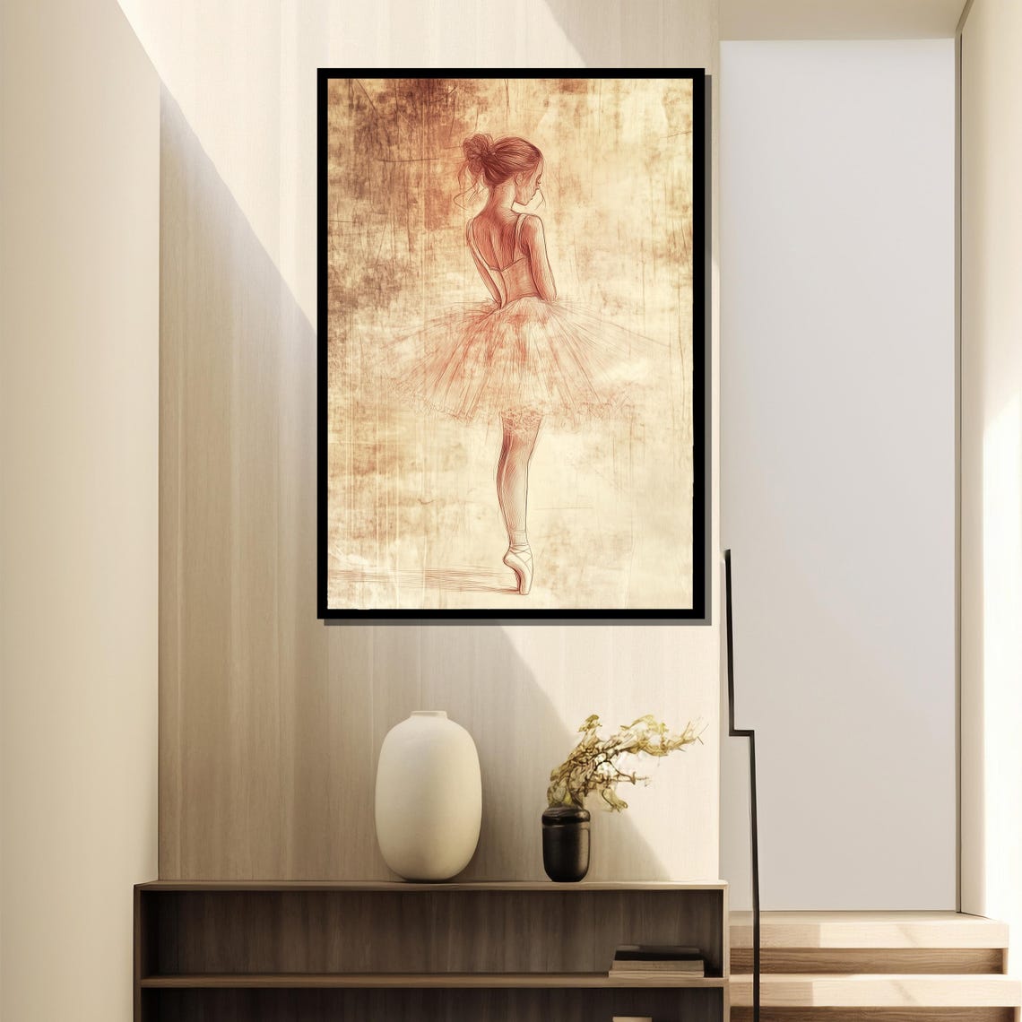 Vintage Ballerina Sketch, Hand Drawn Ballet Dancer Art Print - Image 2