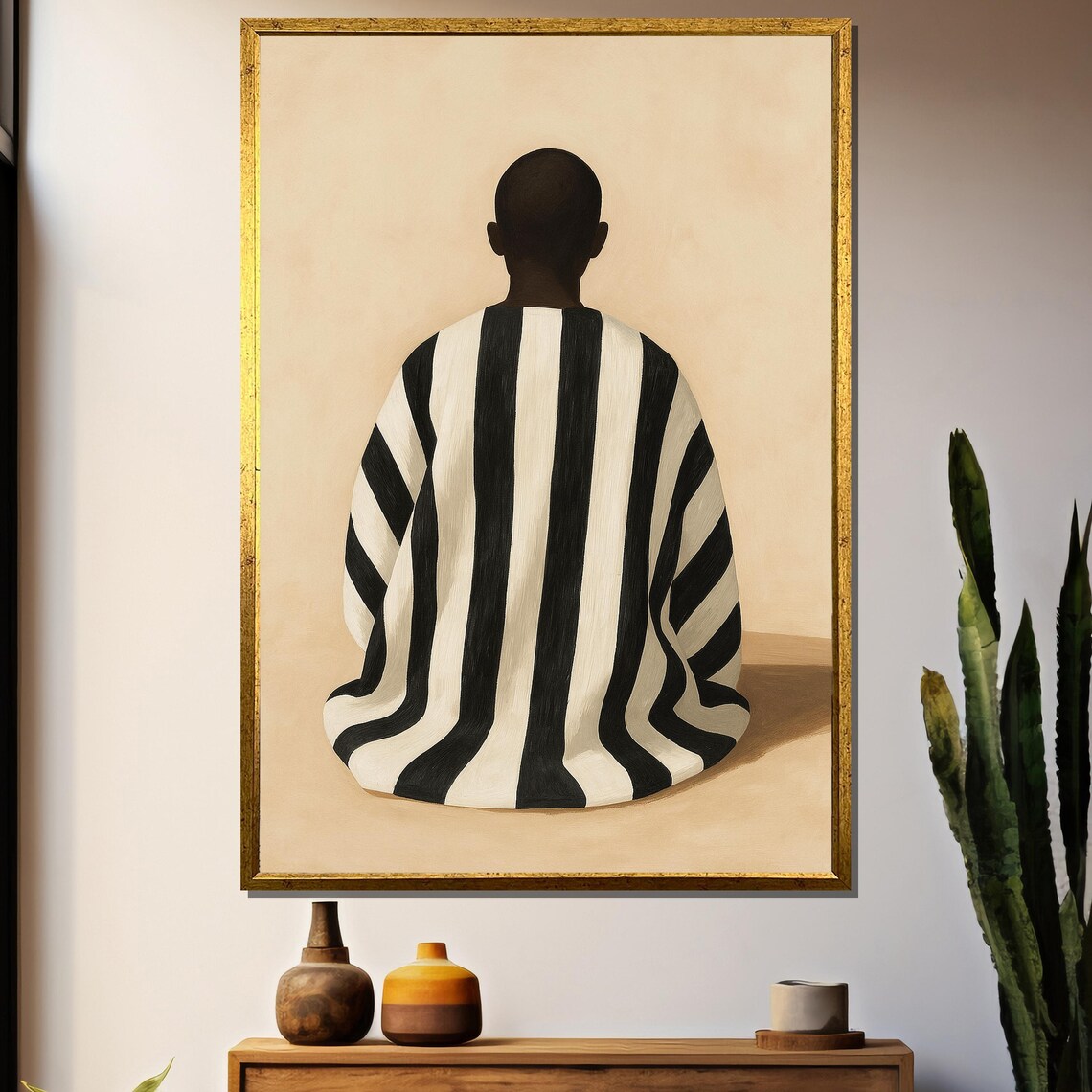 Contemplative Silence, Minimalist Figure Wall Art Print