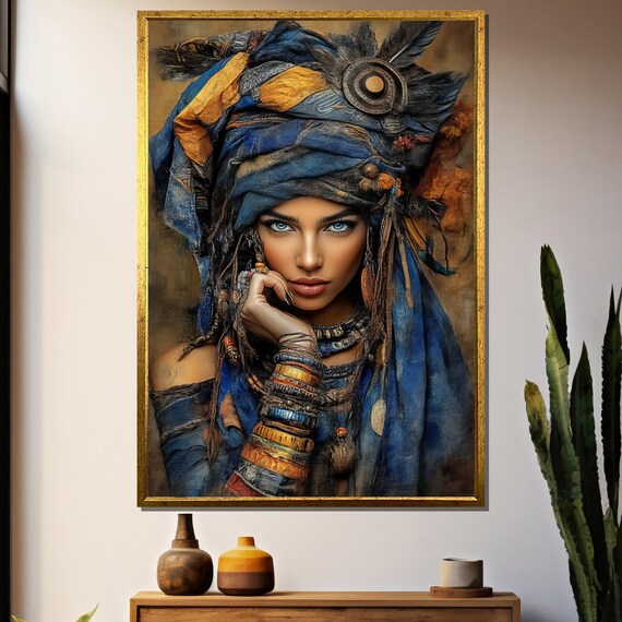 Tribal Woman Portrait, Boho Cultural Beauty Print