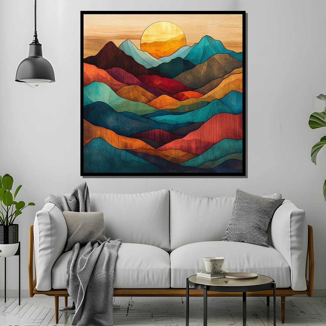 Geometric Abstract Mountain, Sunset Landscape - Image 2