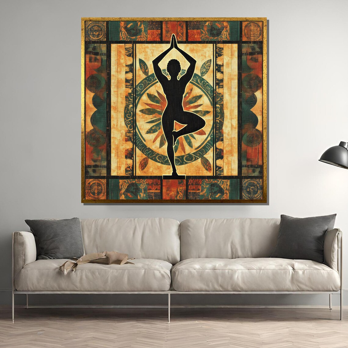 Vintage Yoga Tree Pose Poster, Zen Silhouette