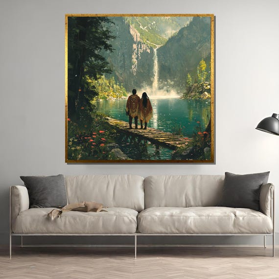 Romantic Couple In Nature, Scenic Mountain Landscape