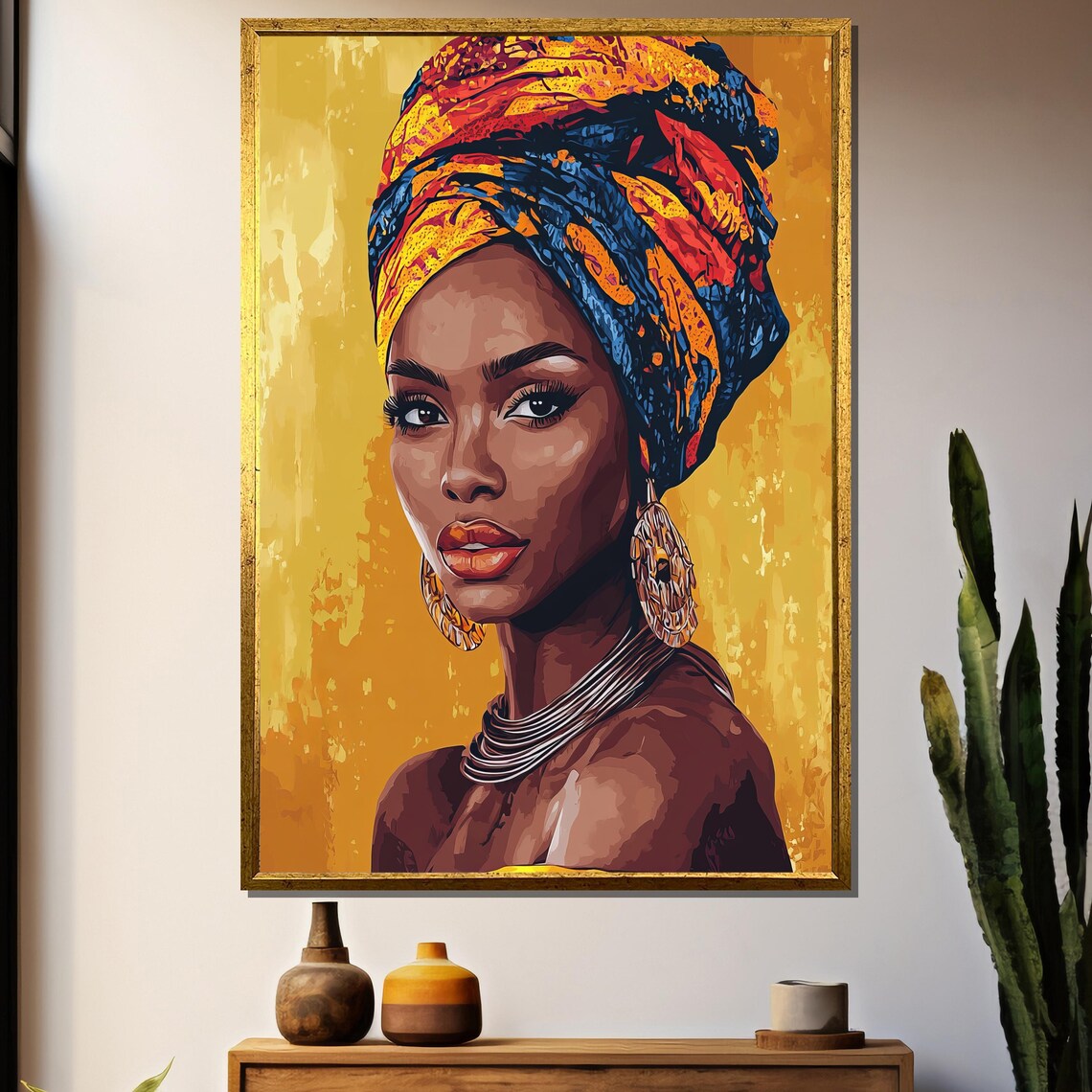 Bold African Woman Portrait, Afrocentric Wall Art