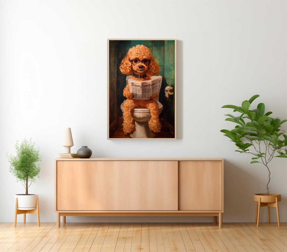Goldendoodle Auf Toilette Badezimmer Bild Digitaler Goldendoodle Geschenk Funny Picture Einrichtung Ideen Badezimmer Wall Art - Image 2