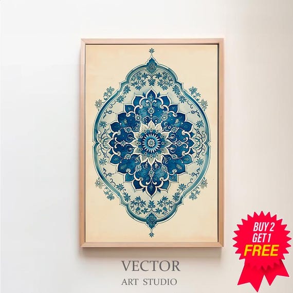 Islamic Geometric Art Artful Pattern Art Modern Islamic Wall Art Boho Islamic Poster Floral Tile Print Eid Decoration Muslim Home Decor