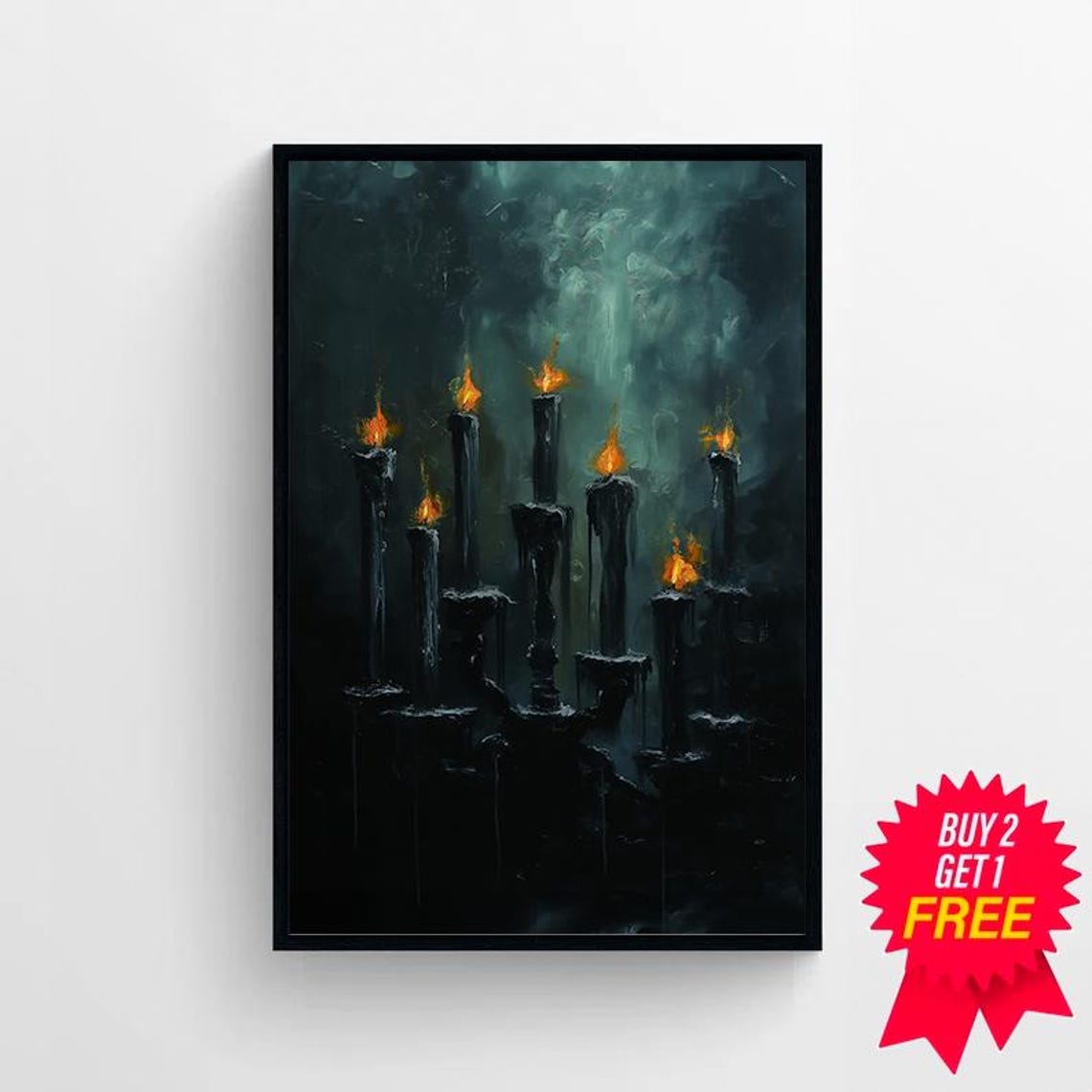 Halloween Decor Black Candles Vintage Style Halloween Moody Dark Academia Wall Art - Image 4