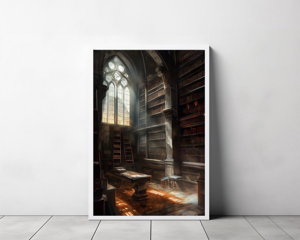 Gothic Library Print Vintage Poster Art Poster Print Dark Academia Reading Gifts Gothic Victorian - Image 3