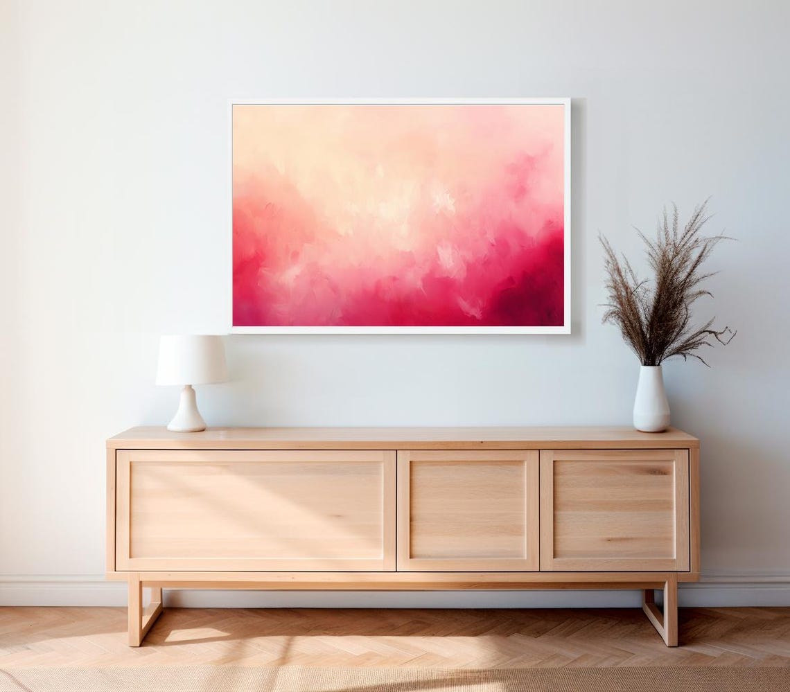 Soft Pink Watercolor Abstract Gradient Modern Minimalist Art Print - Image 2
