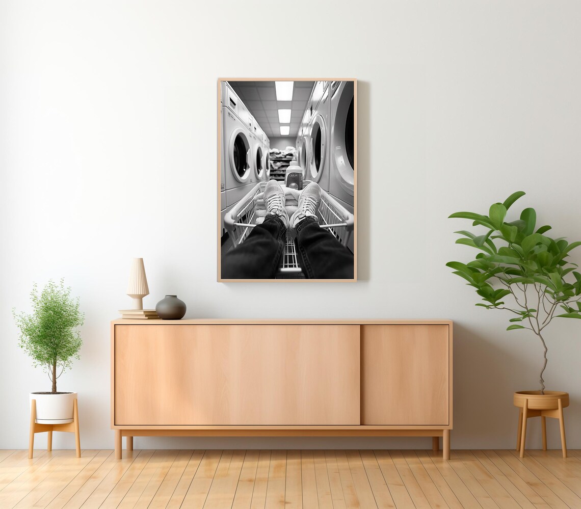 Laundry Day Wall Art Black And White Funny Wall Art Laundry Room Decor Wall Art - Image 2