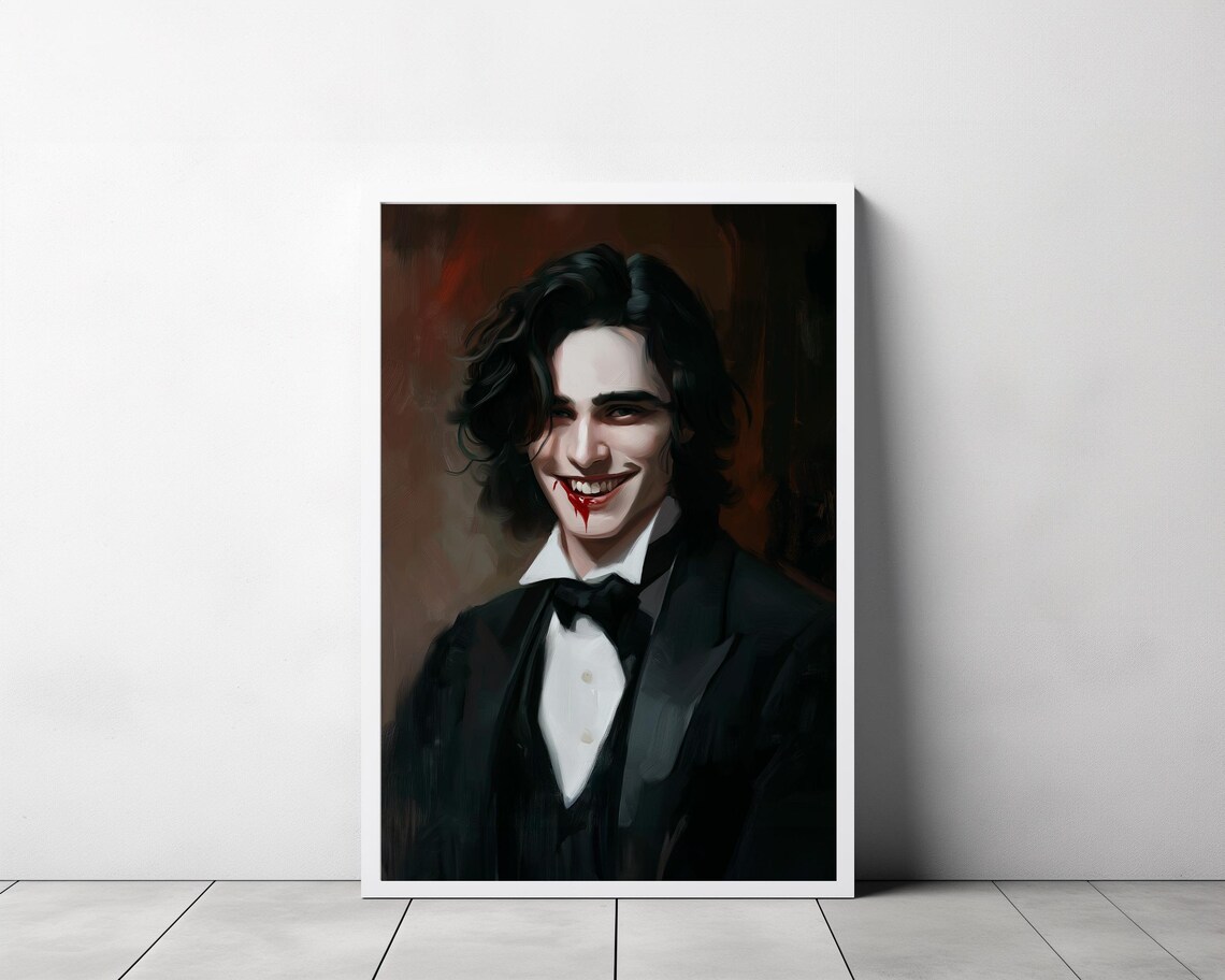 Vampire Gentleman Portrait With Bloodied Smile Gothic Poster - Image 3