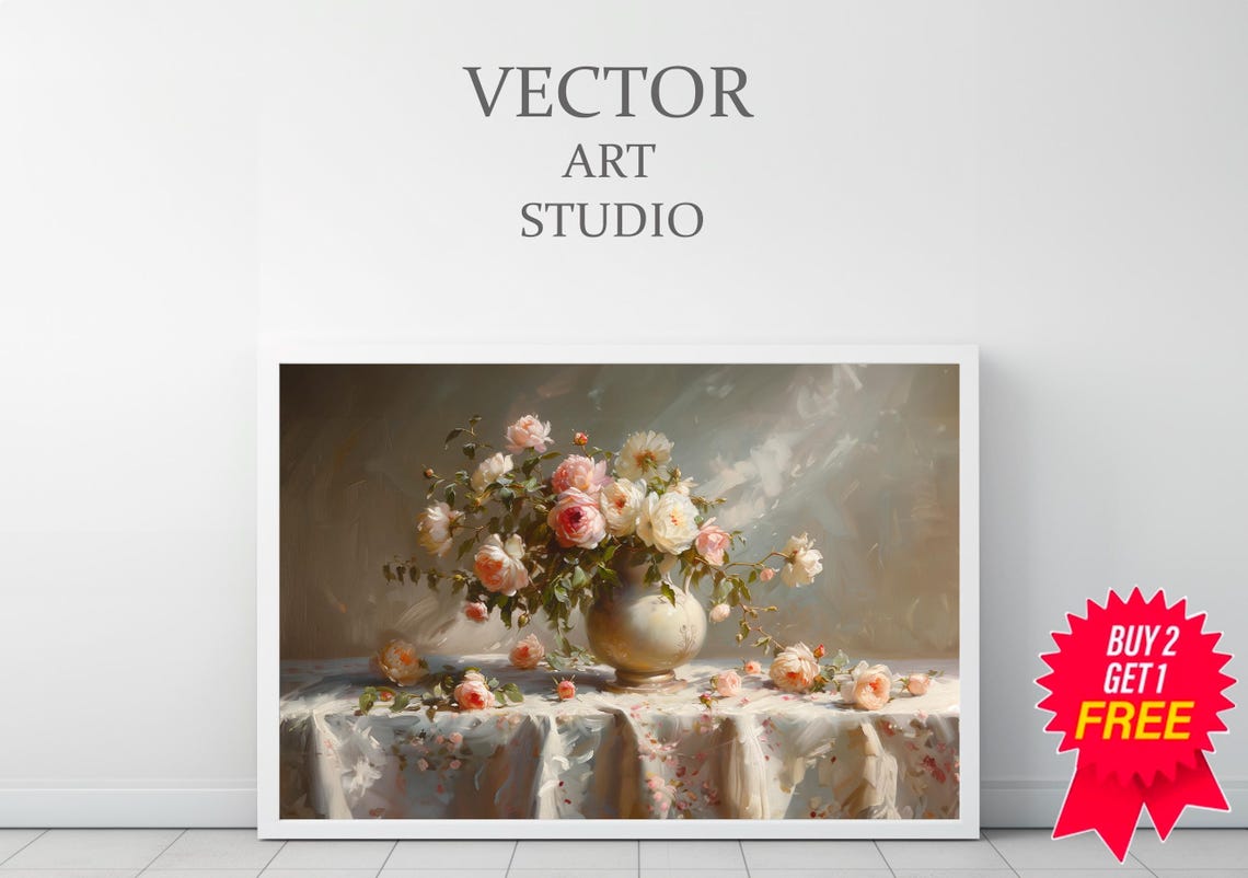 Frame Tv Art Pink Flowers Still Life Dark Moody Floral Tv Picture Tv Art Spring Frame Tv Art Mothers Day Pink Roses - Image 3