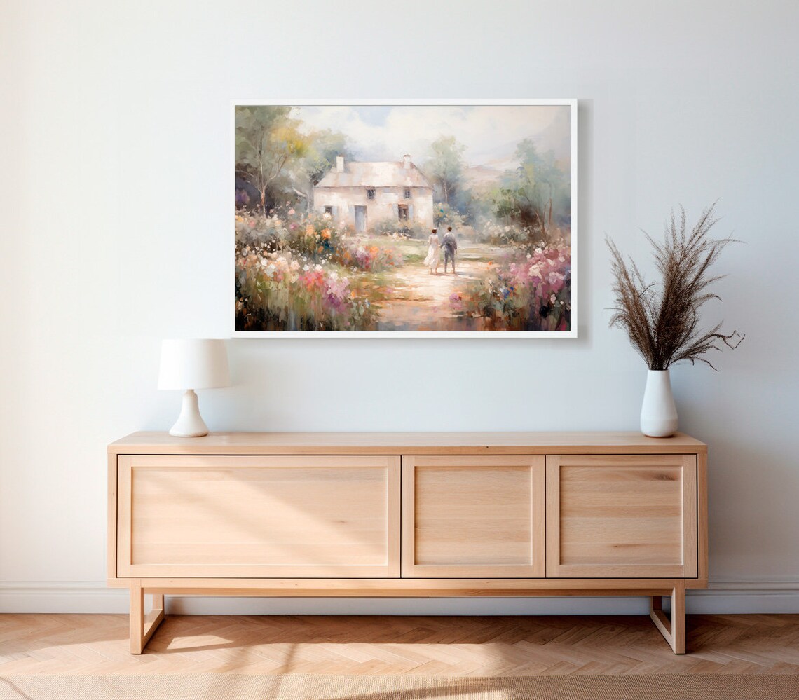 Cottage Garden Romance: Couple Walking to a Country Cottage Poster - Image 2