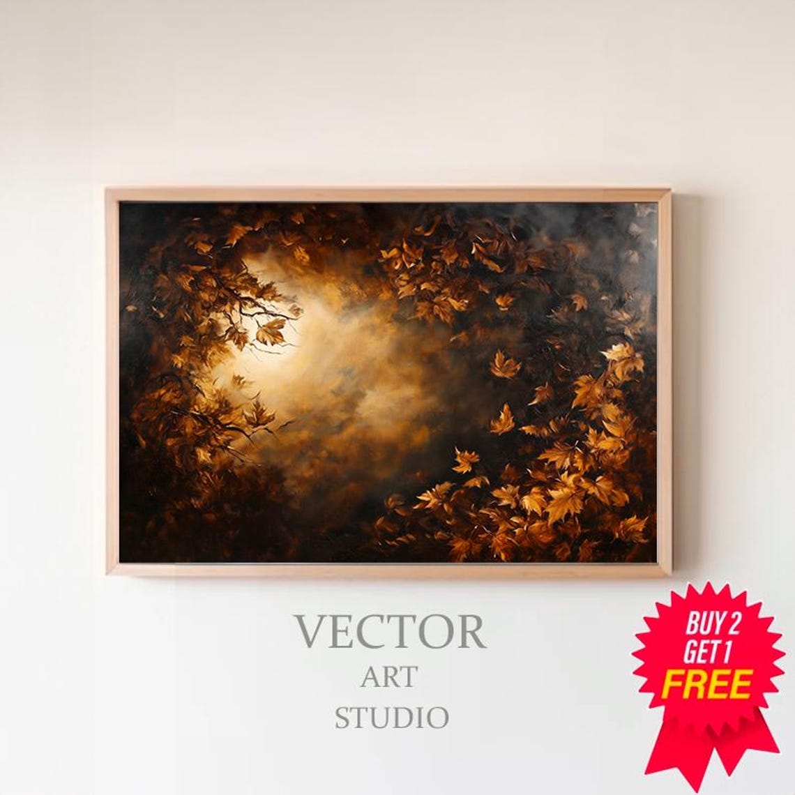 Glowing Moonlight Breaking Through Autumn Leaves Fall Poster