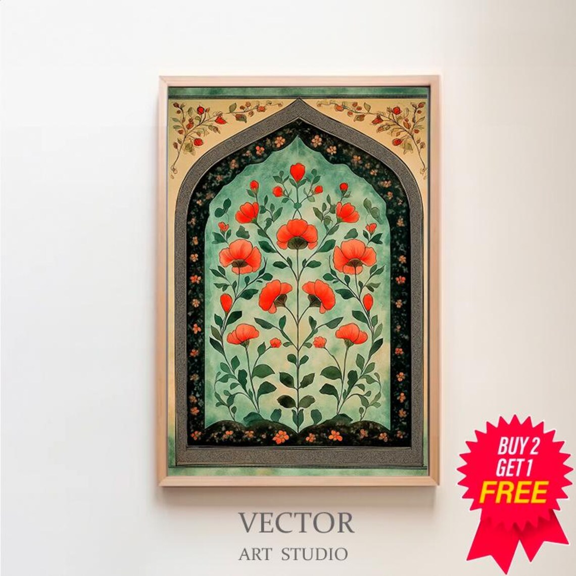 Palestine Floral Arch Art Print, Arabic Decor