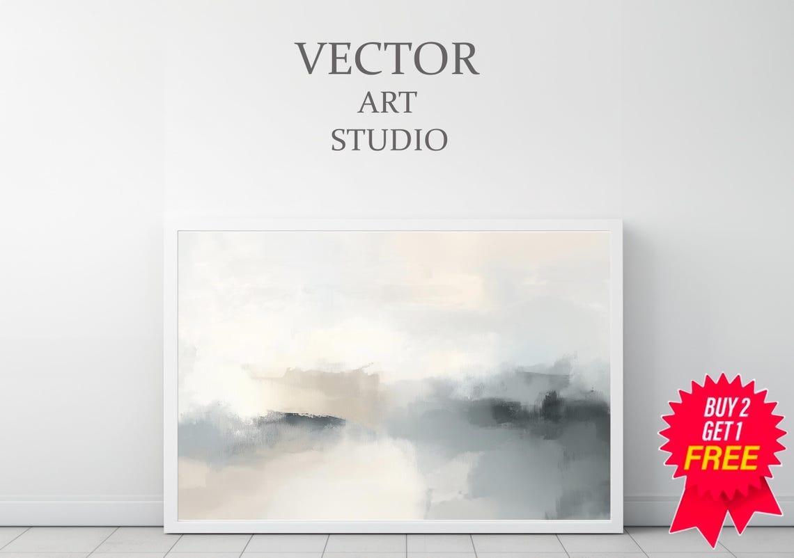 Soft Neutral Abstract Watercolor Wash Minimalist Beige Print - Image 3