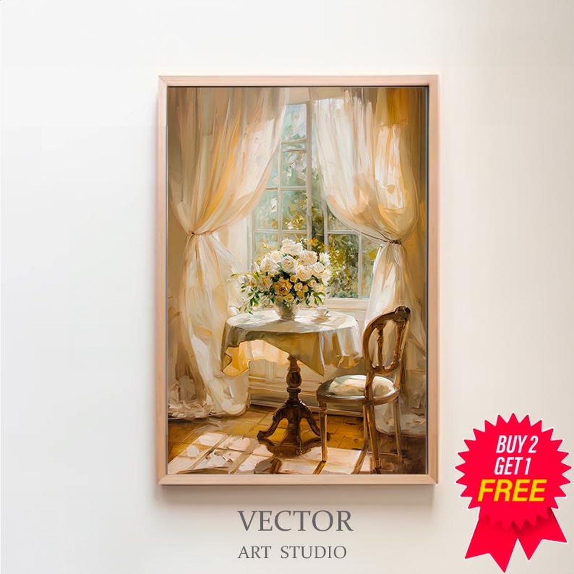 Country Oil Painting Vintage Landscape Print Rustic Farmhouse Summer Landscape Balcony Art Print Decor Summer Oil Painting