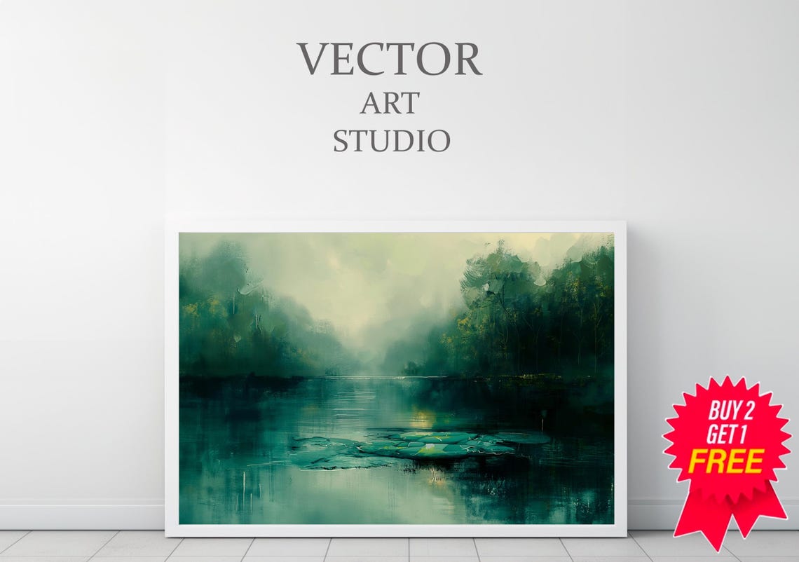 Fall Landscape Print Vintage Autumn Moody Countryside Painting Muted Farmhouse Decor Rustic Fall Wall Rustic Fall Landscape Print - Image 3